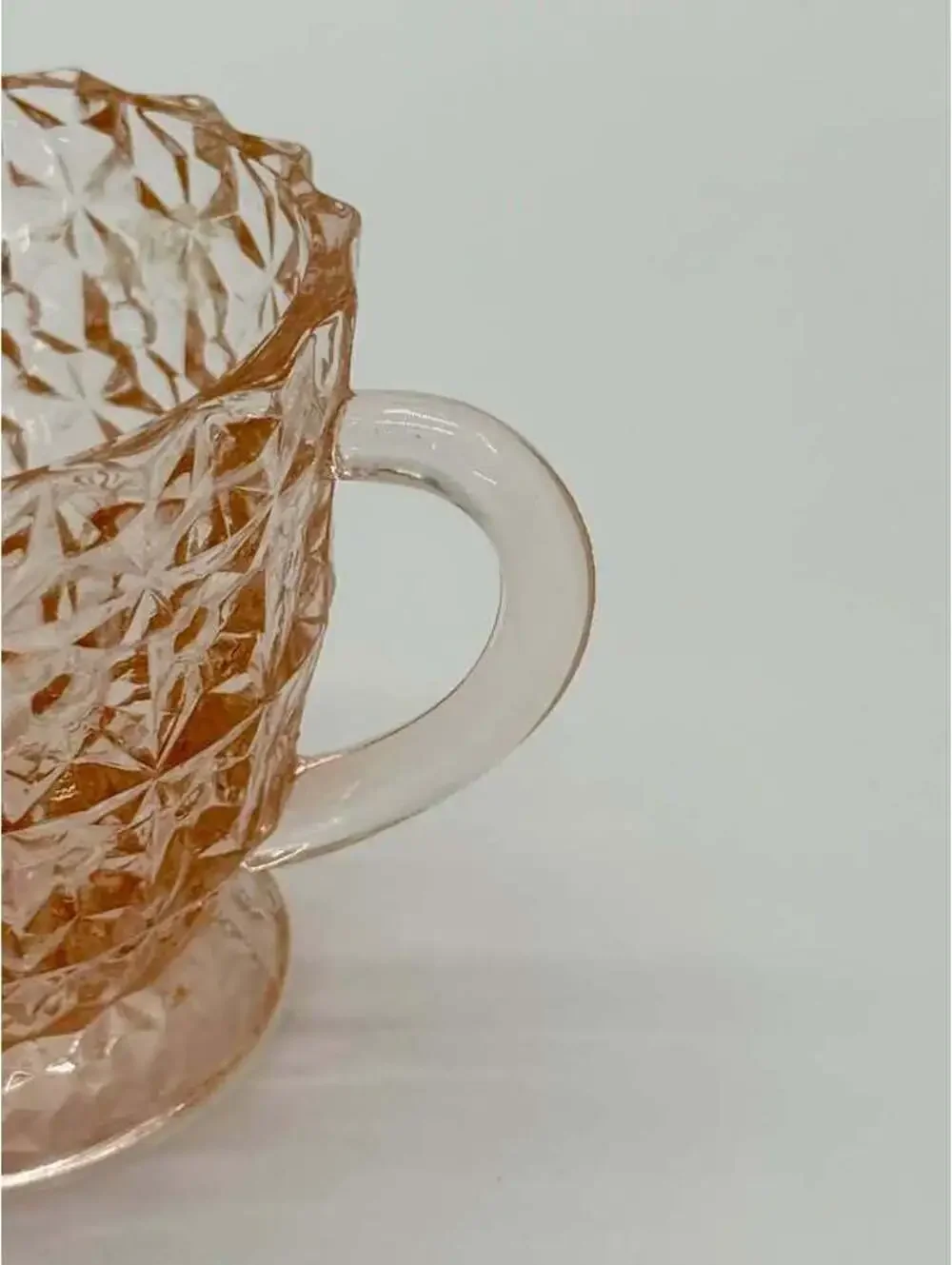 Jeannette Holiday Pink Glass Creamer Buttons & Bows Footed 1940s